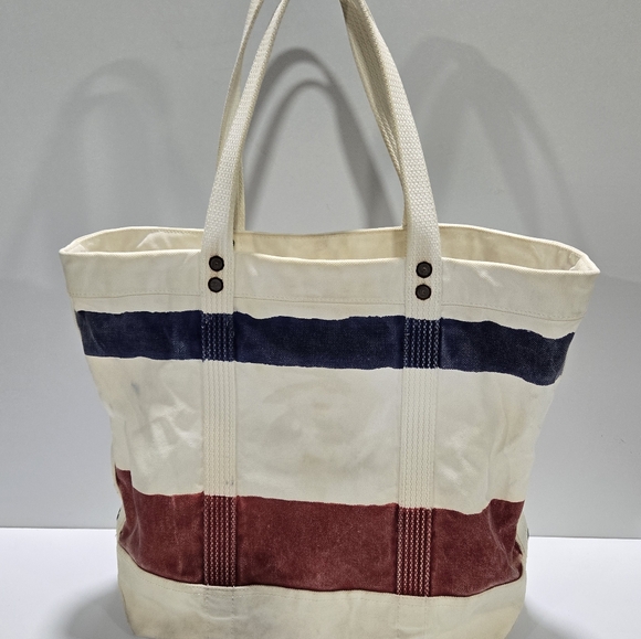 Vtg Polo Ralph Lauren Big Pony Heavy Canvas Tote Book Bag Rare Distressed Preppy - Picture 2 of 16